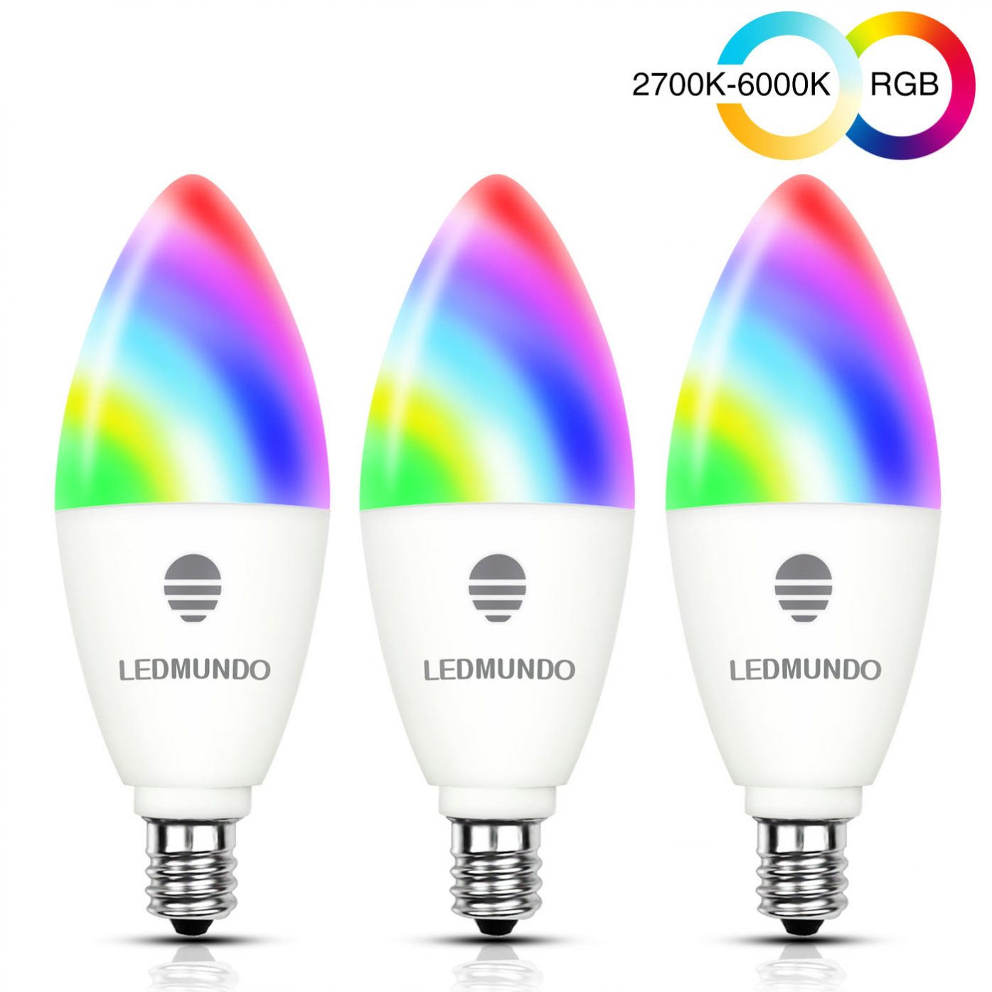Smart Light Bulbs 6W LED Candalabra Bulb E12 Base WiFi Multicolor